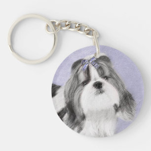 Shih Tzu Painting - Cute Original Dog Art Keychain