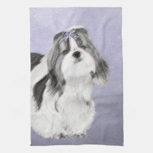 Shih Tzu Painting - Cute Original Dog Art Kitchen Towel