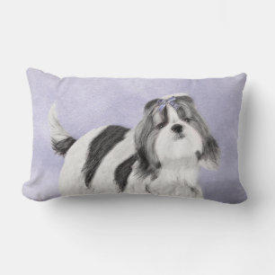 Shih Tzu Painting - Cute Original Dog Art Lumbar Pillow