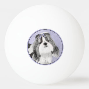 Shih Tzu Painting - Cute Original Dog Art Ping Pong Ball