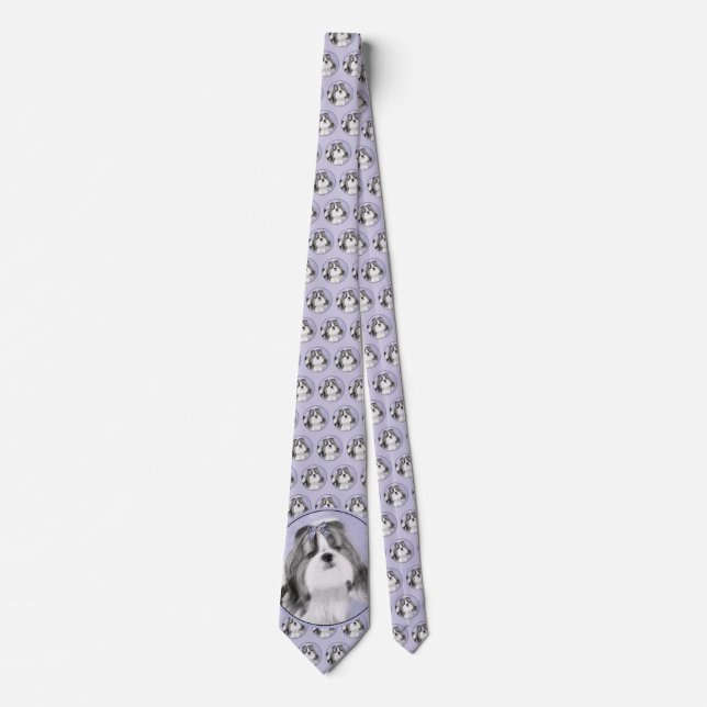 Shih Tzu Painting - Cute Original Dog Art Tie (Front)