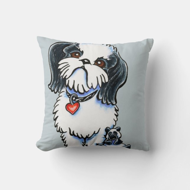 Shih Tzu Panda Throw Pillow (Front)