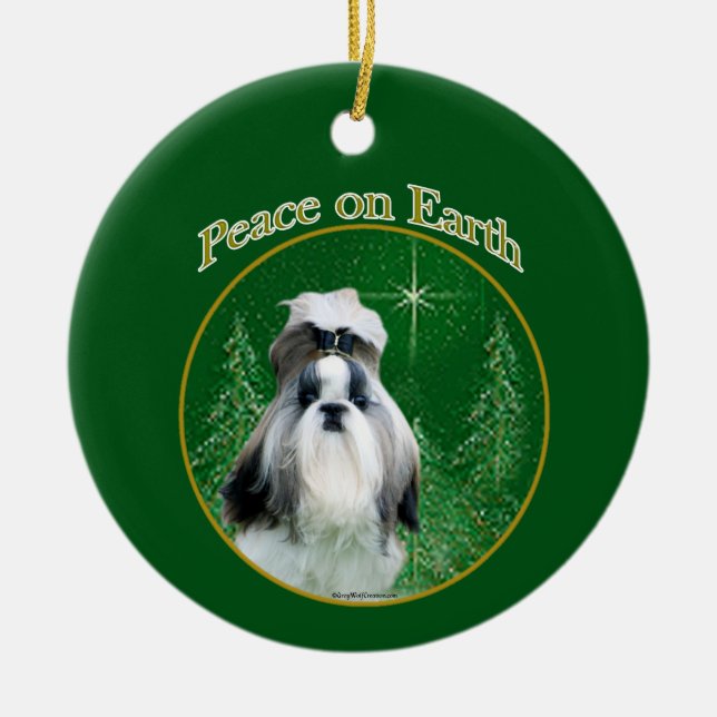 Shih Tzu Peace Ceramic Ornament (Front)