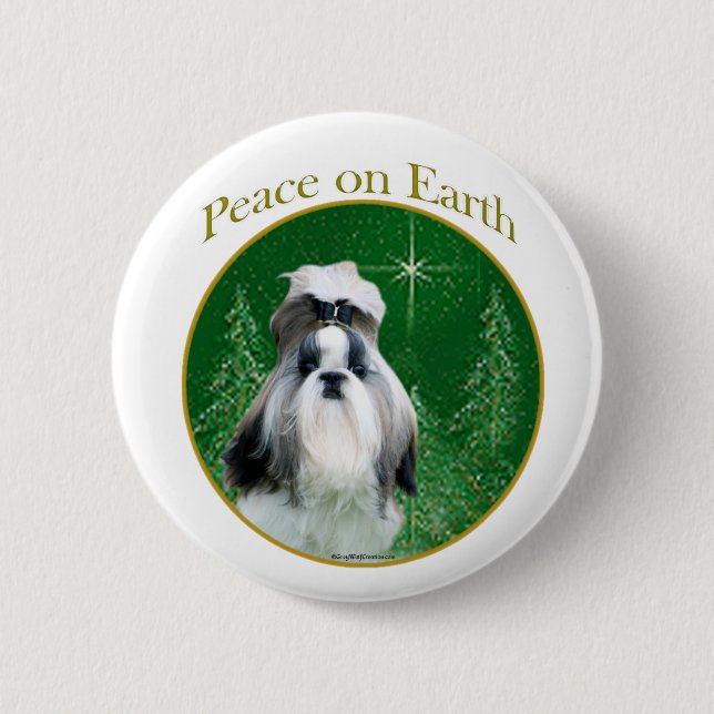 Shih Tzu Peace on Earth - Button (Front)