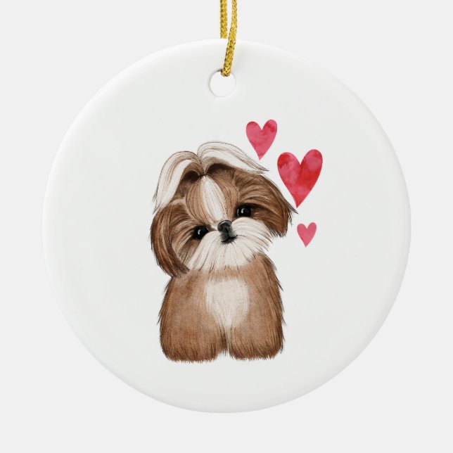 Shih Tzu Personalized with Name Year Ceramic Ornament (Front)