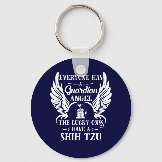 Shih Tzu pet dog guardian angel Keychain (Front)