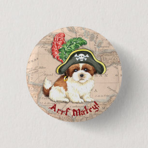 Shih Tzu Pirate 1 Inch Round Button
