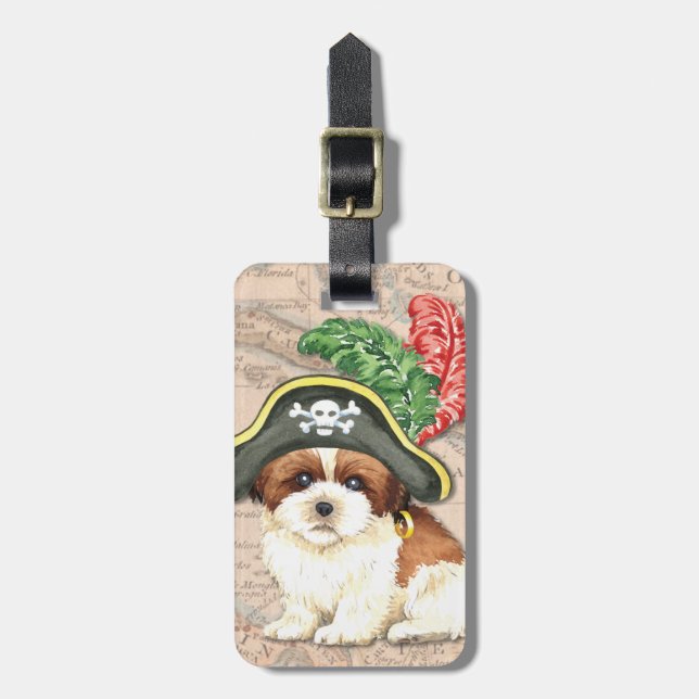 Shih Tzu Pirate Luggage Tag (Front Vertical)