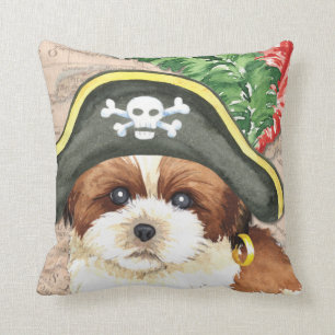 Shih Tzu Pirate Throw Pillow