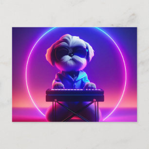 Shih Tzu Playing Piano Postcard