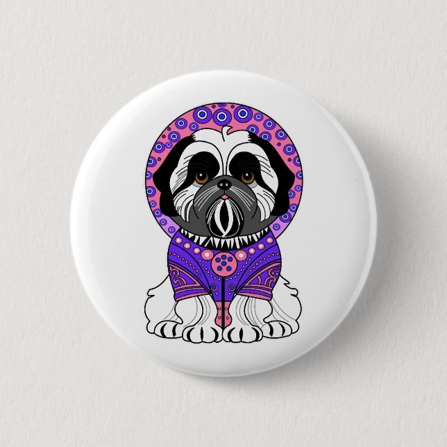 Shih Tzu Princess 2 Inch Round Button (Front)