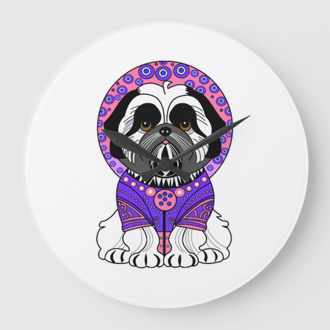 Shih Tzu Princess Large Clock (Front)
