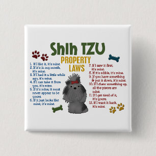 Shih Tzu Property Laws 4 2 Inch Square Button