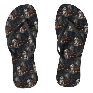 Shih Tzu Pumpkins Halloween Scary Flip Flops