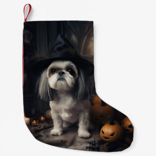 Shih Tzu Pumpkins Halloween Scary  Small Christmas Stocking