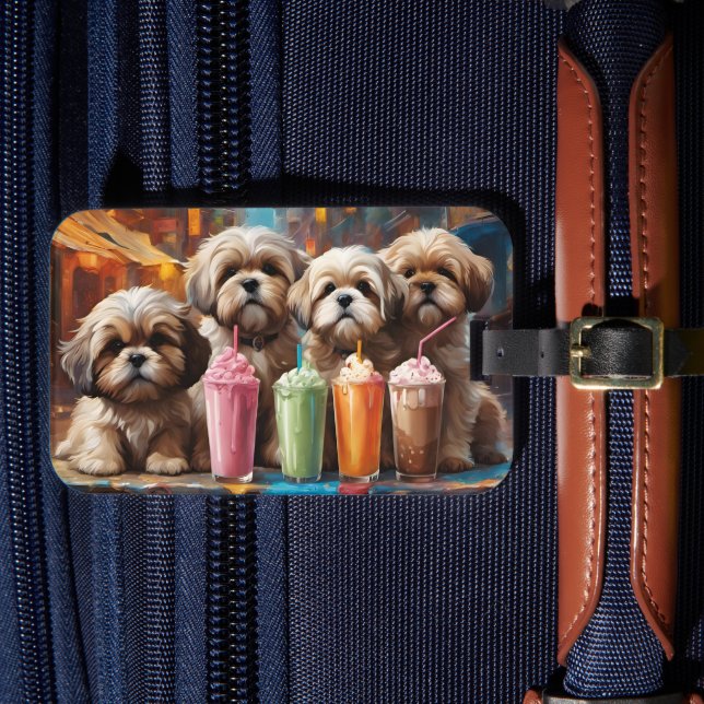 Shih Tzu Puppies and Milkshakes Luggage Tag (Front Insitu 4)