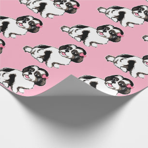 Shih Tzu Puppies Pattern Pink Wrapping Paper