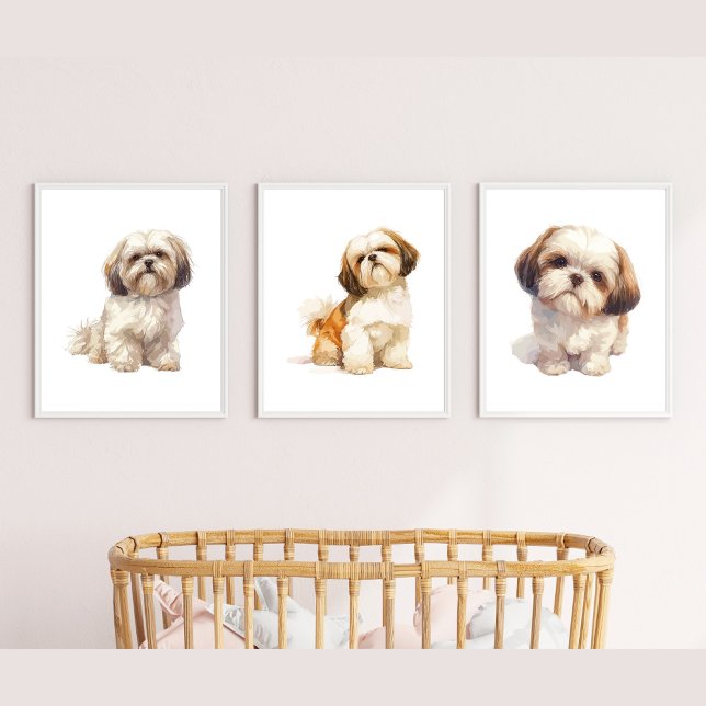Shih Tzu Puppy Art, Portrait de Animaux Décor Mur (Créateur téléchargé)