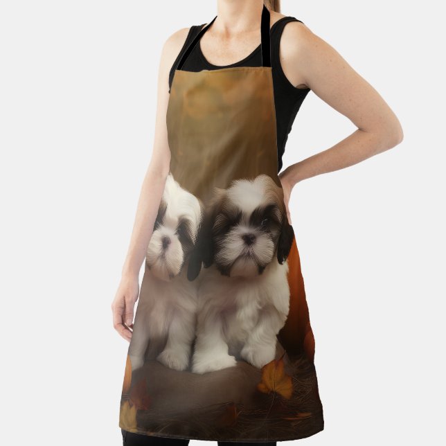 Shih Tzu Puppy Autumn Delight Pumpkin  Apron (Insitu)