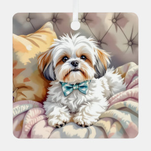 Shih tzu Puppy Dog Personalized Christmas Metal Ornament