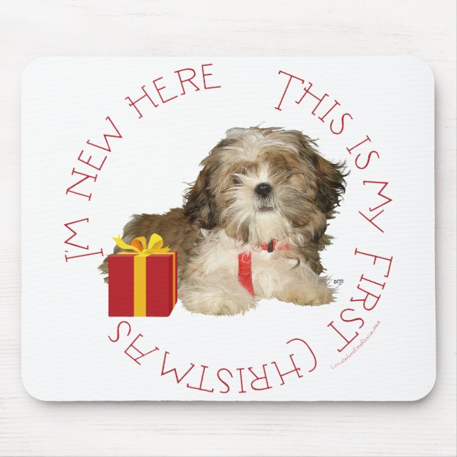 Shih Tzu Puppy First Christmas Mouse Pad (Front)