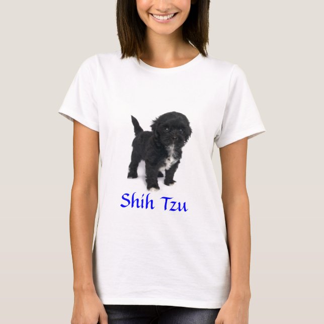 Shih Tzu Puppy  Ladies Baby Doll Fit Tee Shirt (Front)