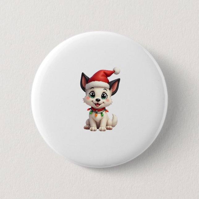 Shih Tzu Santa Christmas Tree Lights Xmas Dog Love 2 Inch Round Button (Front)