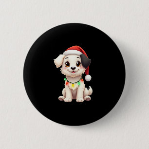 Shih Tzu Santa Christmas Tree Lights Xmas Dog Love 2 Inch Round Button