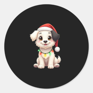 Shih Tzu Santa Christmas Tree Lights Xmas Dog Love Classic Round Sticker