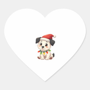 Shih Tzu Santa Christmas Tree Lights Xmas Dog Love Heart Sticker