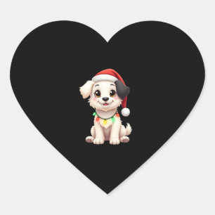 Shih Tzu Santa Christmas Tree Lights Xmas Dog Love Heart Sticker