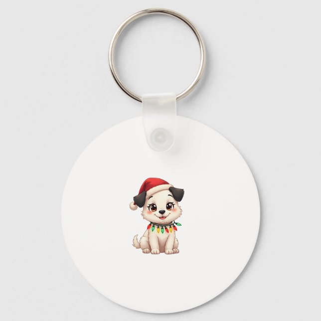 Shih Tzu Santa Christmas Tree Lights Xmas Dog Love Keychain (Front)