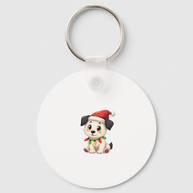 Shih Tzu Santa Christmas Tree Lights Xmas Dog Love Keychain (Front)