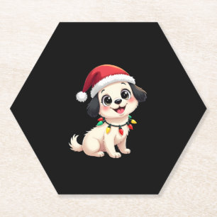 Shih Tzu Santa Christmas Tree Lights Xmas Dog Love Paper Coaster