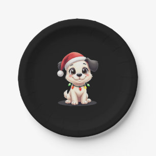 Shih Tzu Santa Christmas Tree Lights Xmas Dog Love Paper Plate