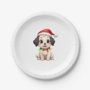 Shih Tzu Santa Christmas Tree Lights Xmas Dog Love Paper Plate