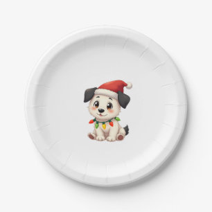 Shih Tzu Santa Christmas Tree Lights Xmas Dog Love Paper Plate