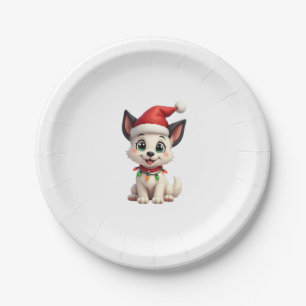 Shih Tzu Santa Christmas Tree Lights Xmas Dog Love Paper Plate