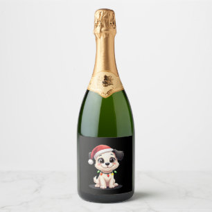 Shih Tzu Santa Christmas Tree Lights Xmas Dog Love Sparkling Wine Label