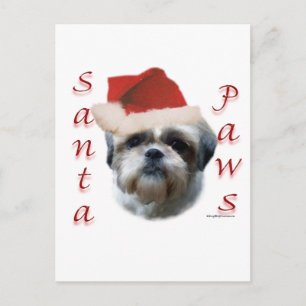 Shih Tzu Santa Paws Holiday Postcard