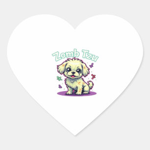 Shih Tzu Shihtzu Zombie Dog Halloween Oversized T- Heart Sticker