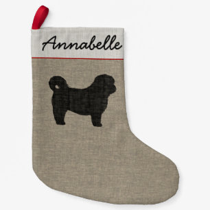 Shih Tzu Silhouette with Custom Text Small Christmas Stocking
