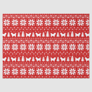Shih Tzu Silhouettes Christmas Pattern Red Tissue Paper