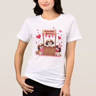 Shih Tzu Smooch Station Kissing Booth Gift Tri-Blend Shirt