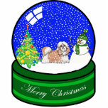 shih tzu snow globe photo sculpture ornament<br><div class="desc">cute holiday ornament</div>