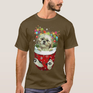 Shih Tzu Snow Pocket Dogs Christmas Pocket T-Shirt