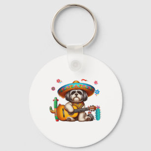 Shih Tzu Sombrero Mexican Guitar Cinco De Mayo Own Keychain