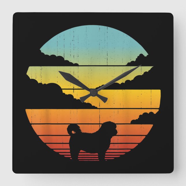 Shih Tzu Style 60s 70s Men Women Gifts Square Wall Clock (Front)