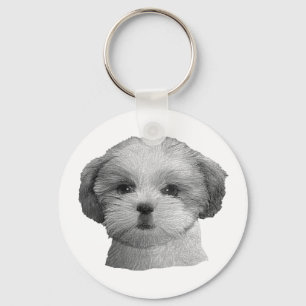 Shih Tzu - Stylized Image - Add Your Qwn Text Keychain