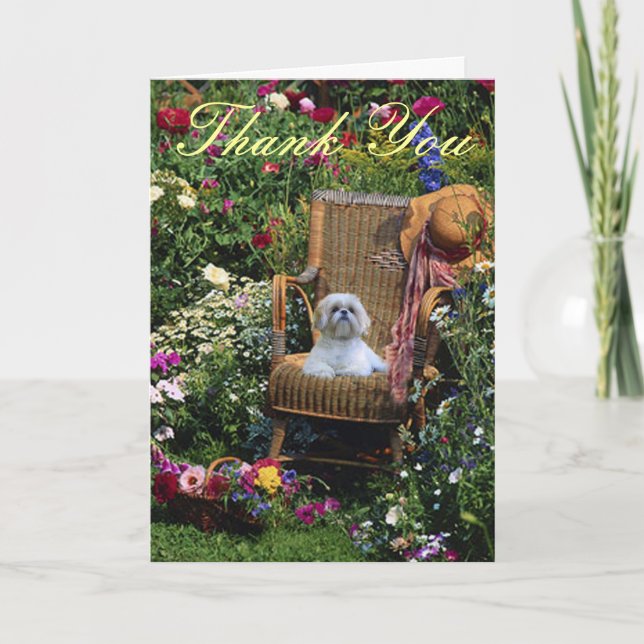 Shih Tzu Thank You Card Garden (Front)